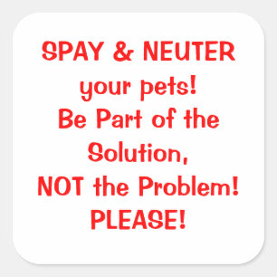 Cuadrada Pegatina Spay Neuter