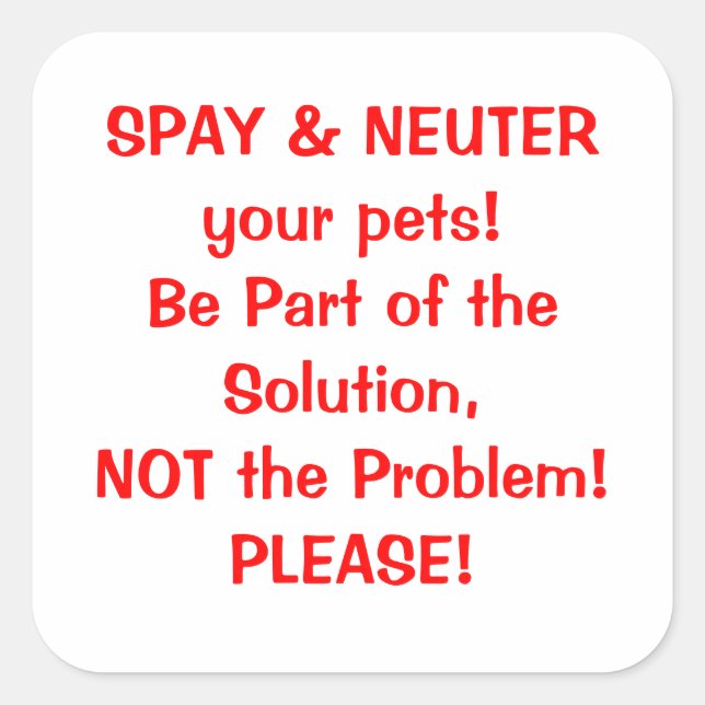 Cuadrada Pegatina Spay Neuter (Anverso)