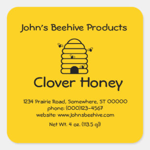 Cuadrada Pegatina (sq)- Skep con abejas