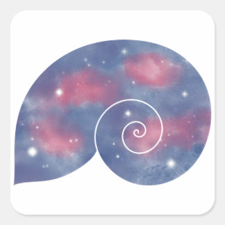 Cuadrada Pegatina Starscape de Light Nautilus Shell