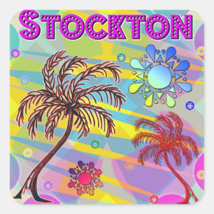 Cuadrada Pegatina Stockton Happy and Hope