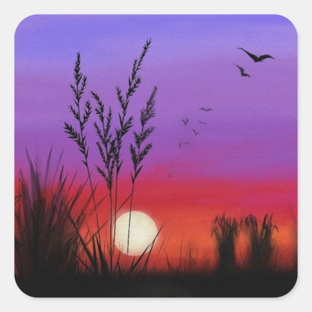 Cuadrada Pegatina Sunset - Pintura (Anverso)