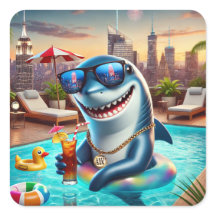 Pegatina Super Cute Aries Shark Zodiac