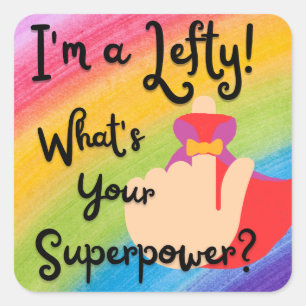 Cuadrada Pegatina Super Power Lefty