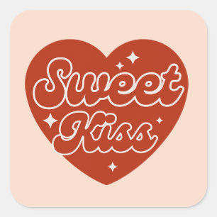 Cuadrada Pegatina Sweet Kiss
