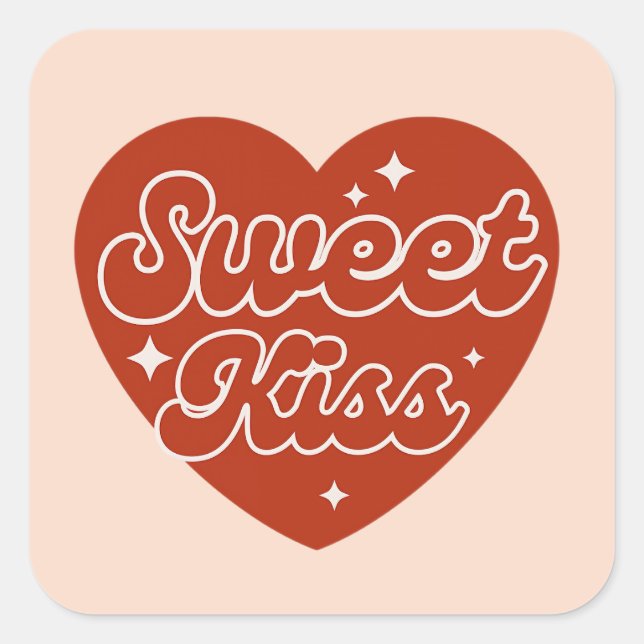 Cuadrada Pegatina Sweet Kiss (Anverso)