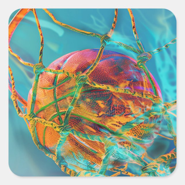 Cuadrada Pegatina Swish de Baloncesto (Anverso)