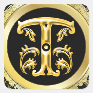 Cuadrada Pegatina T Square inicial en oro