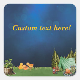 Cuadrada Pegatina temático de Campsite