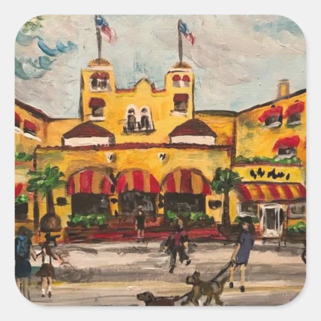 Cuadrada pegatina "The Colony Hotel, Delray Beach, Florida" (Anverso)