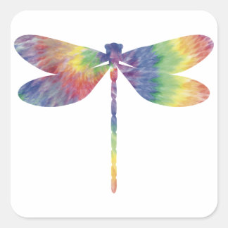 Cuadrada Pegatina Tie Dye Thin Dragonfly