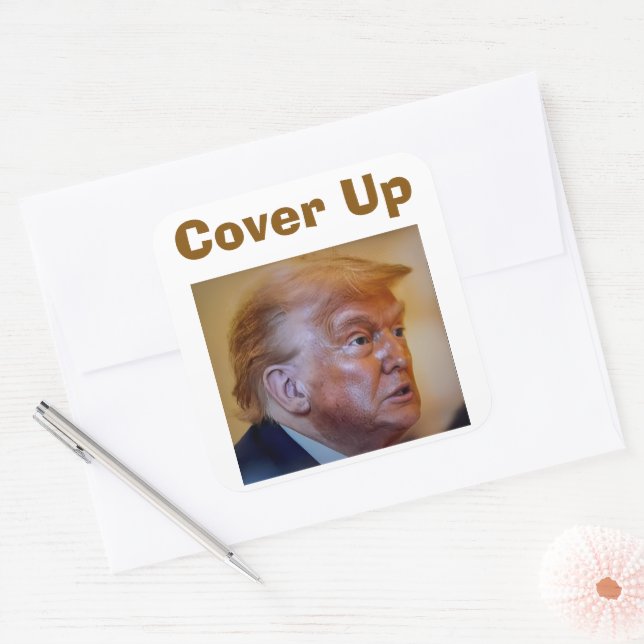 Cuadrada Pegatina Trump/Encubrir (Sobre)