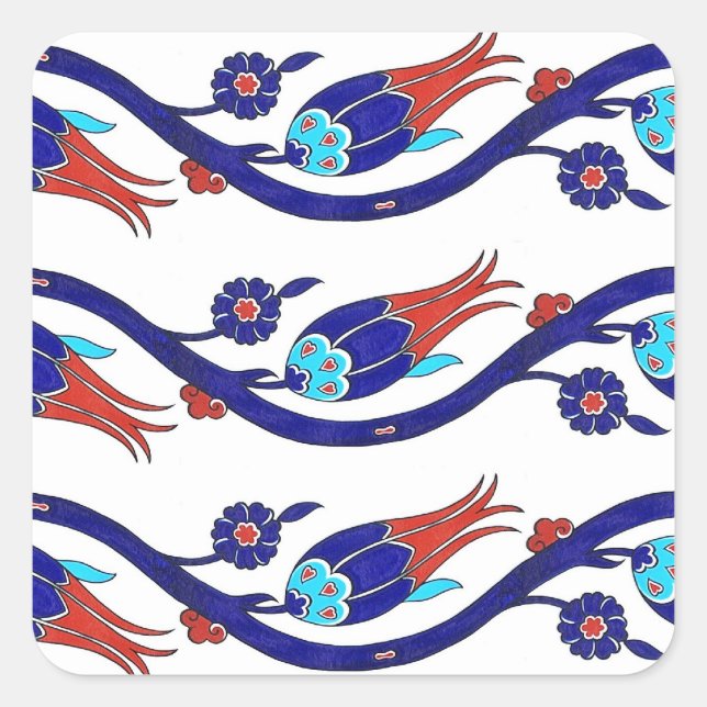 Cuadrada pegatina turca de tulipán (Anverso)