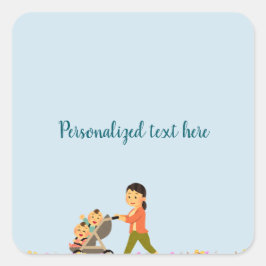 Cuadrada Pegatina Twin Spring Walk