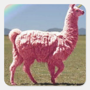 Cuadrada Pegatina Unicorn-Lama