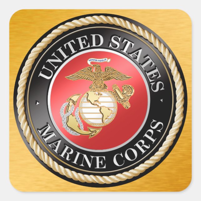 CUADRADA PEGATINA USMC (Anverso)
