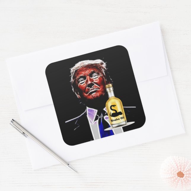 Cuadrada Pegatina vendedor de aceite de serpiente (Sobre)