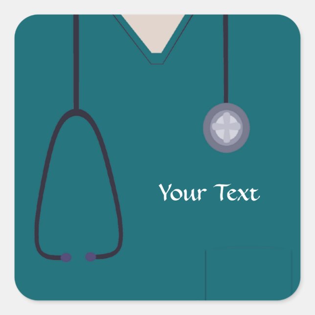 Cuadrada Pegatina Verde azulado de escrutinios médicos (Anverso)