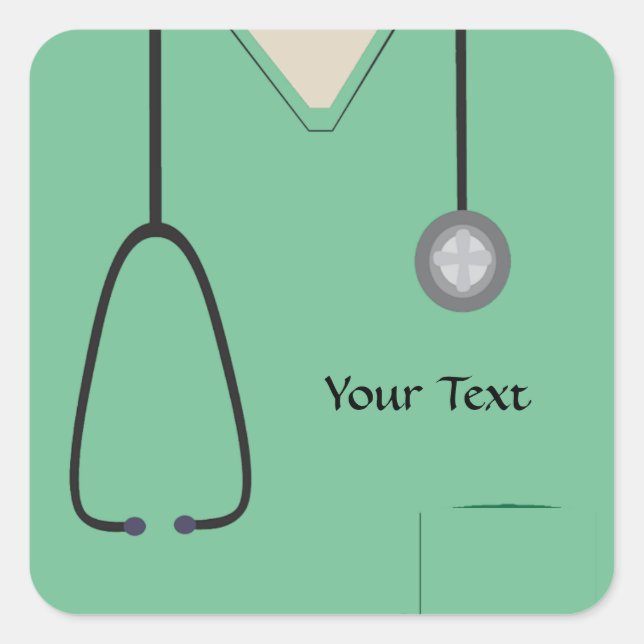 Cuadrada Pegatina verde claro para los hongos médicos (Anverso)