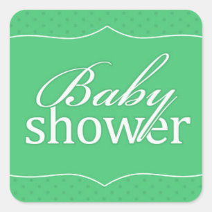 Cuadrada Pegatina verde de Baby Shower