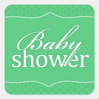Cuadrada Pegatina verde de Baby Shower