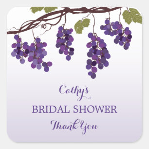 Cuadrada Pegatina Vineyard Bridal Shower Favor