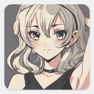 Cuadrada Pegatina Vintage Anime LBD - Diseño elegante