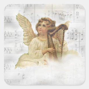 Cuadrada Pegatina Vintage Christmas Angel