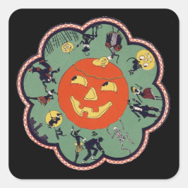 Cuadrada Pegatina Vintage de Halloween