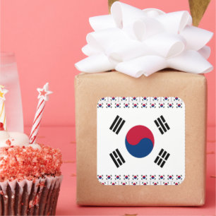 Cuadrada Pegatina vintage de la Plaza de Corea del Sur