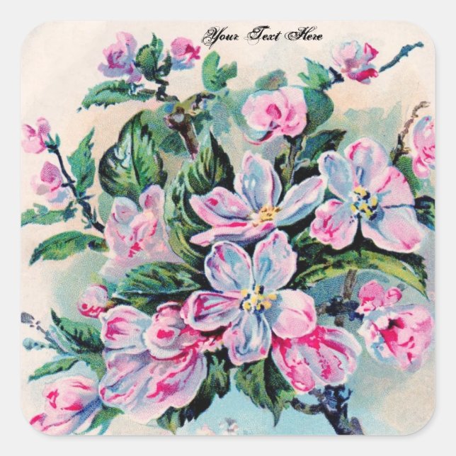 Cuadrada Pegatina Vintage Floral (Anverso)