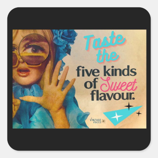 Cuadrada Pegatina Vintage Voices (Anverso)