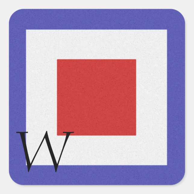 Cuadrada Pegatina W del alfabeto de la bandera de la señal  (Anverso)