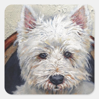 Cuadrada Pegatina West Highland Terrier