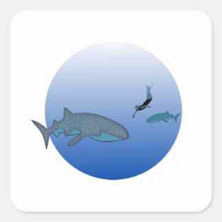 Cuadrada Pegatina Whaleshark