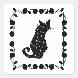 Cuadrada Pegatina Willow Cat Halloween