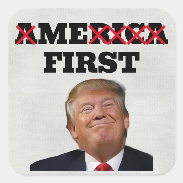 Cuadrada Pegatina (Yo Primero) Trump (Anverso)