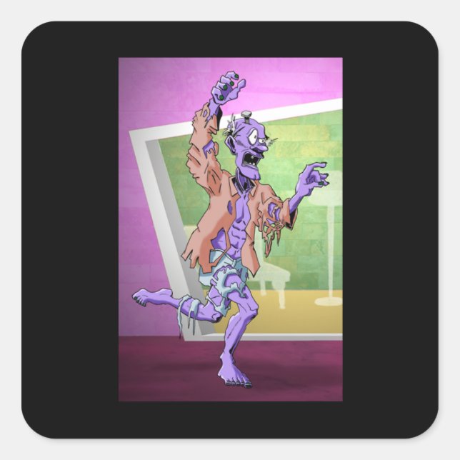 Cuadrada Pegatina Zombie Pursuit (Anverso)