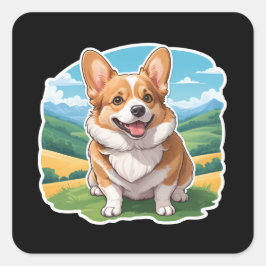 Cuadrada Pembroke Welsh Corgi Pegatina