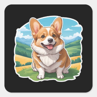 Cuadrada Pembroke Welsh Corgi Pegatina