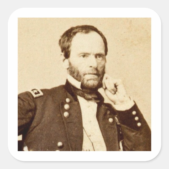 Cuadrada Pensando en William Tecumseh Sherman Pegatina (Anverso)