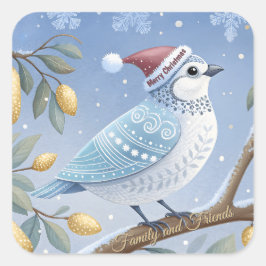 Cuadrada Perdicios azul y blanco en un Pegatina de árbol de