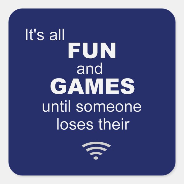 Cuadrada Perdiendo Pegatina de Internet WiFi - Azul (Anverso)