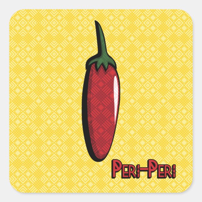 Cuadrada Peri-Peri Chili Pepper Pegatina (Anverso)