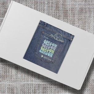 Cuadrada Perro de Oregon en Jean Pocket Pegatina clásico de