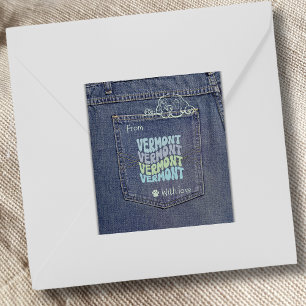 Cuadrada Perro Vermont en un Pegatina de Jean Pocket Classi