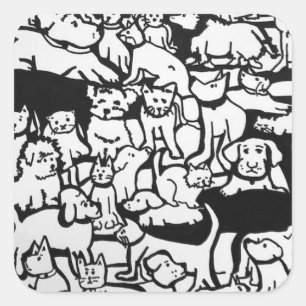 Cuadrada "Perros y Personalizados de gatos" Pegatina por di