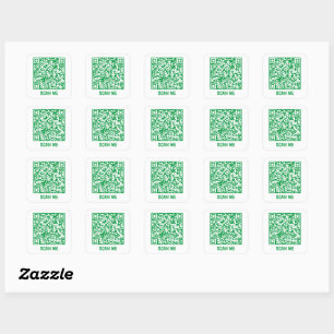 Cuadrada Personalizable código QR SCAN ME verde Pegatina cu