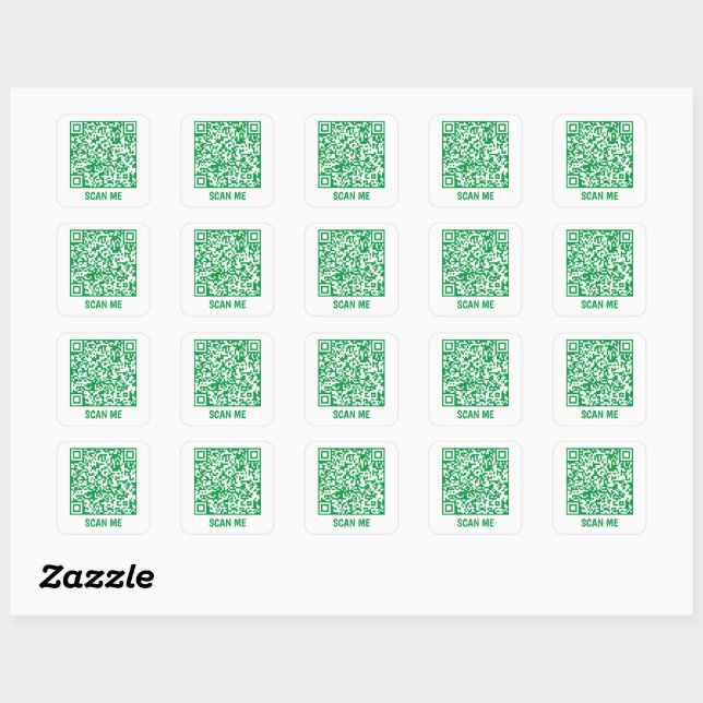 Cuadrada Personalizable código QR SCAN ME verde Pegatina cu (Hoja)