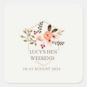 Cuadrada Personalizable completo Hen/Bachelorette Pegatina